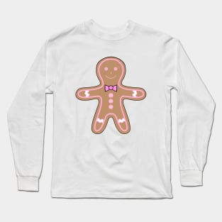 GINGERBREAD Man Christmas Cookie Pink Icing Long Sleeve T-Shirt